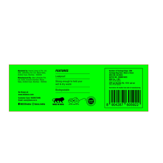 Beco - Biofriendly Garbage Bags - Medium - 30 bags/roll | Pack of 4